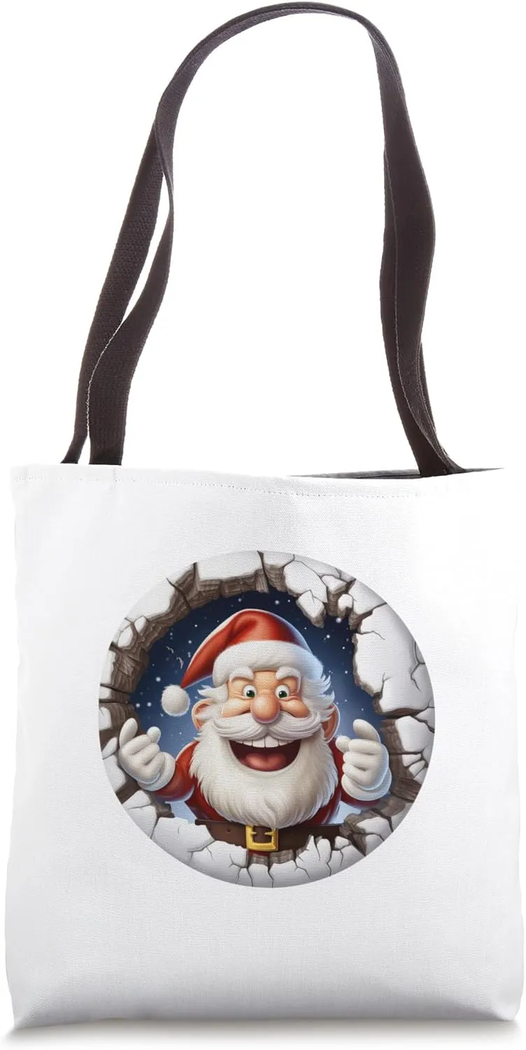 Christmas Break Through - Santa - Funny Holiday Season Tote Bag