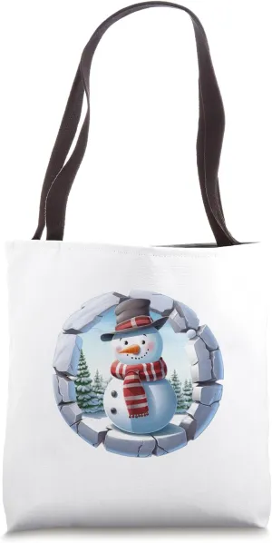 Christmas Break Through - Snowman - Funny Holiday Season Tote Bag