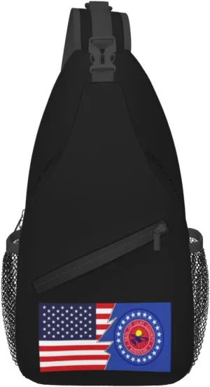 Clay County, Missouri Flag And America Crossbody Bags For Women Men Chest Backpack Gym Shoulder Bag Travel Outdoor Sports Casual Crossbody Bags
