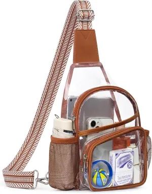 Clear Bag for Stadium Events, Clear Crossbody Bag For Women Men, Transparent Purses, See Through Large Sling Backpack