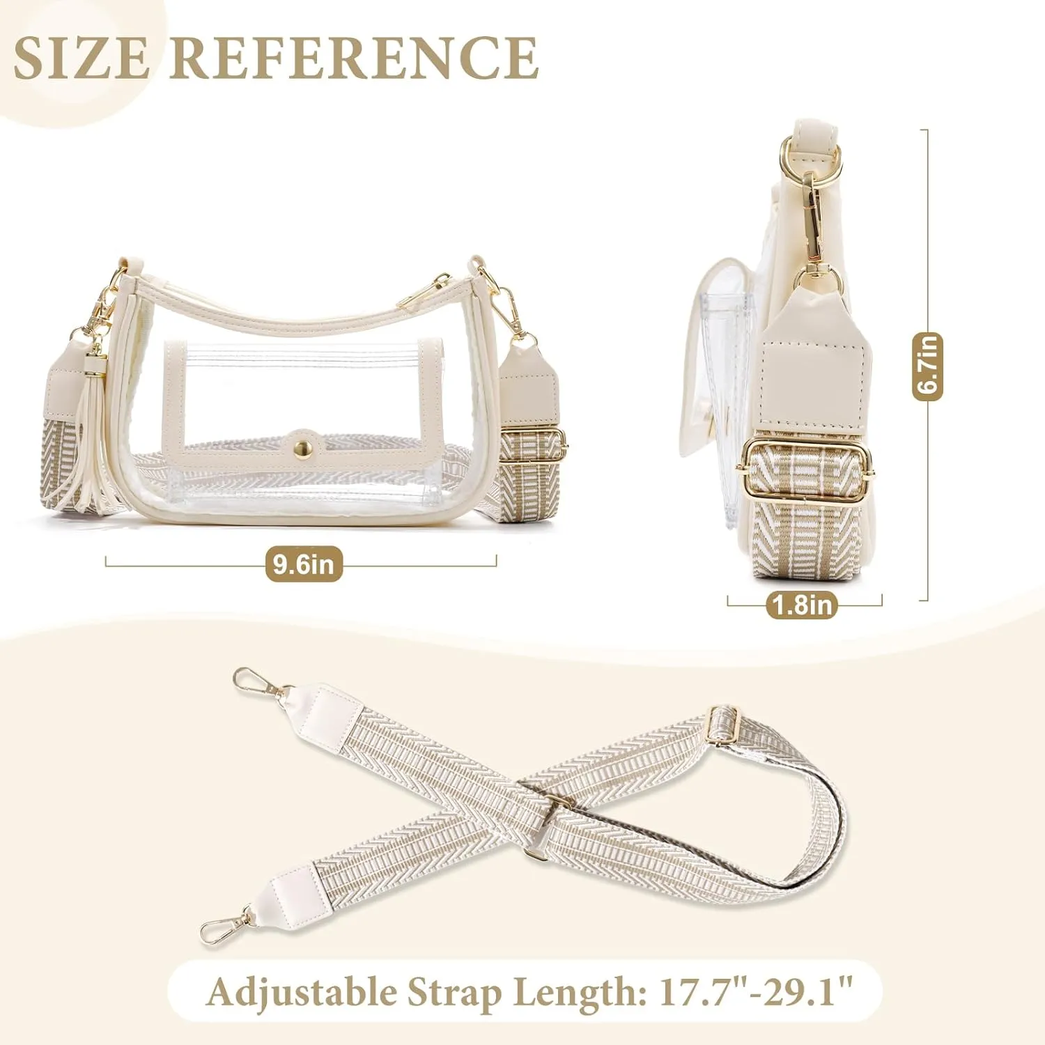 Clear Bag for Stadium Events, Clear Purses for Women, Crossbody Stadium Approved