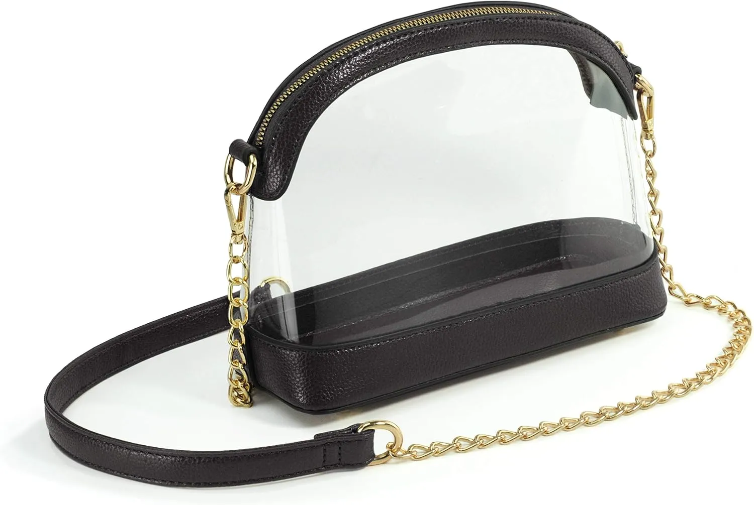 Clear Cross Body Bag with Vegan Leather Trim Stadium Approved Women Shoulder Handbag