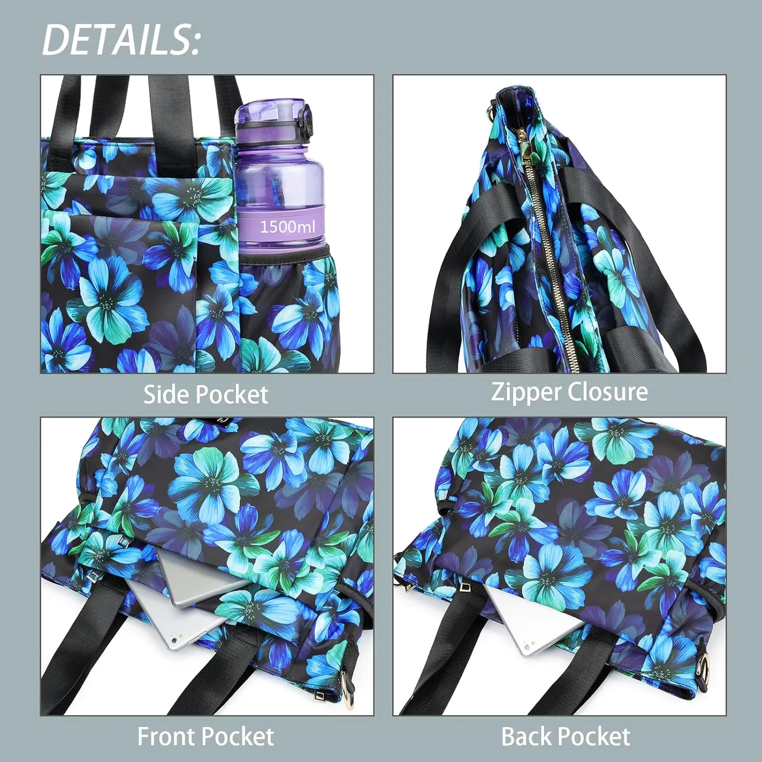 CLOUDMUSIC Crossbody Bags Shoulder Tote Handbag Nylon With Straps Waterproof Multi Bottle Pockets For Women Trendy