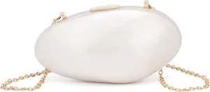 Clutch Bag for Women Acrylic Shell Purse Pearlescent Nude Clutch Evening Bag Wedding Prom Party Crossbody Bag with Detachable Chain Strap