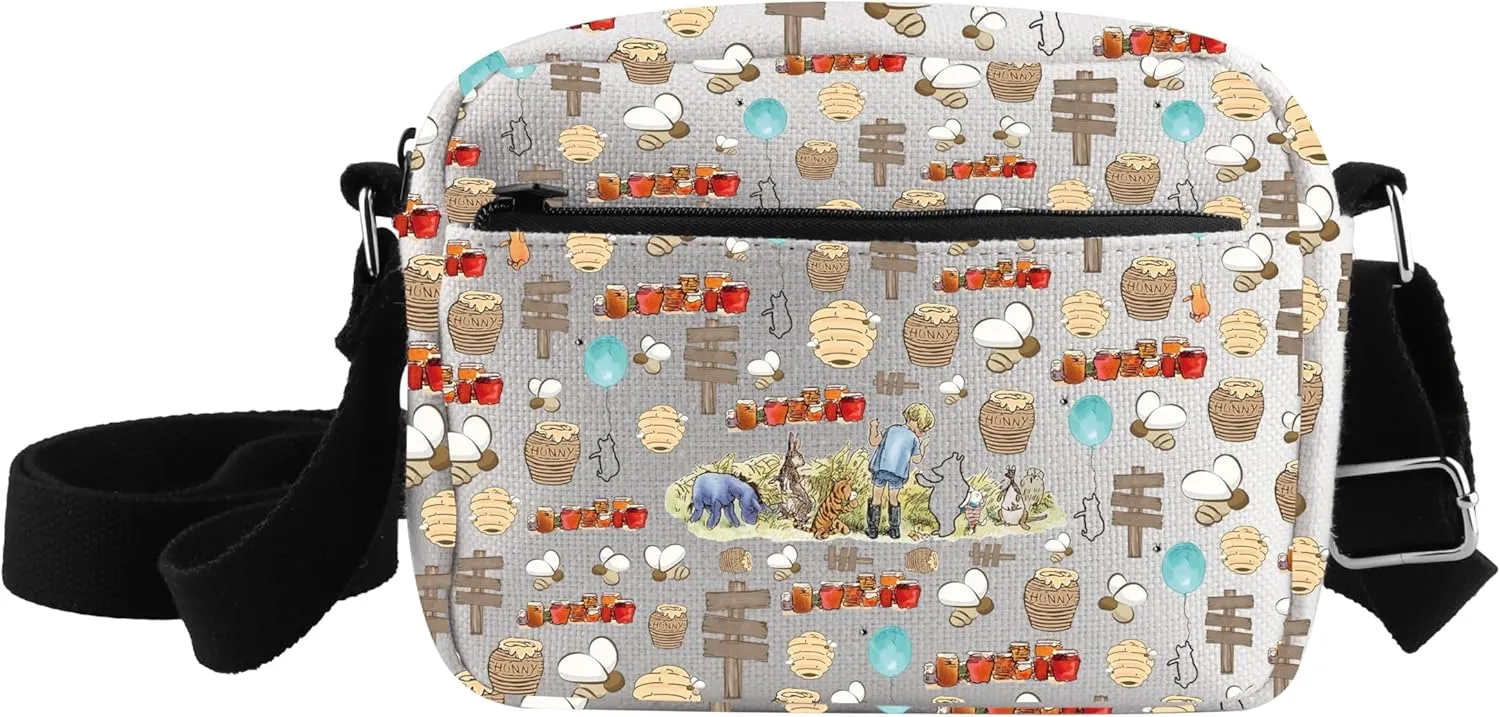 CMNIM Cartoon Bear Crossbody Bag HAW Signs Purse Bear Tiger Pigl-t Eey-re Travel Bag for Po Bear Friendship Gifts