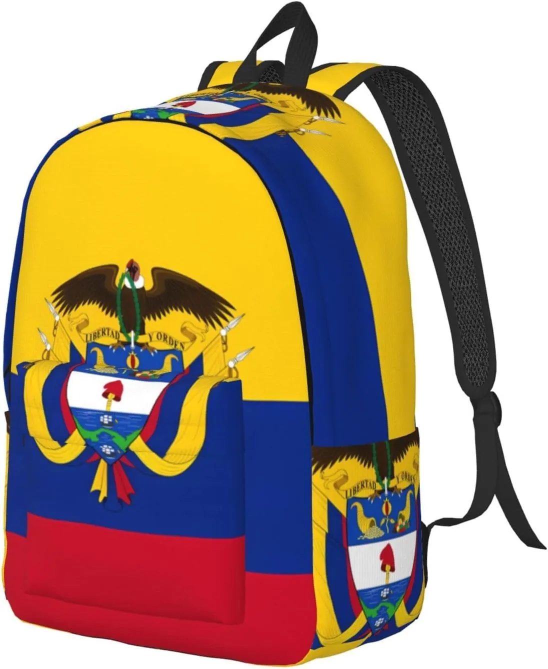 Colombia Coat of Arms Flag Colombian Flags Canvas Backpacks Laptop Backpack Multipurpose Double Shoulder Bag for Men Women Gifts Medium