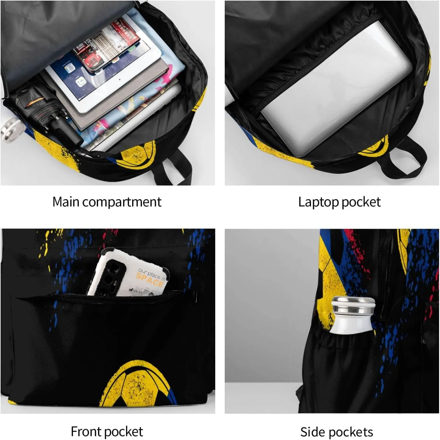 Colombia Soccer Colombian Flag Pride Soccer Player Large Travel Backpack Casual Backpacks Laptop Daypack Working Rucksack Lightweight Back Pack Sports Bag with Adjustable Shoulder Strap