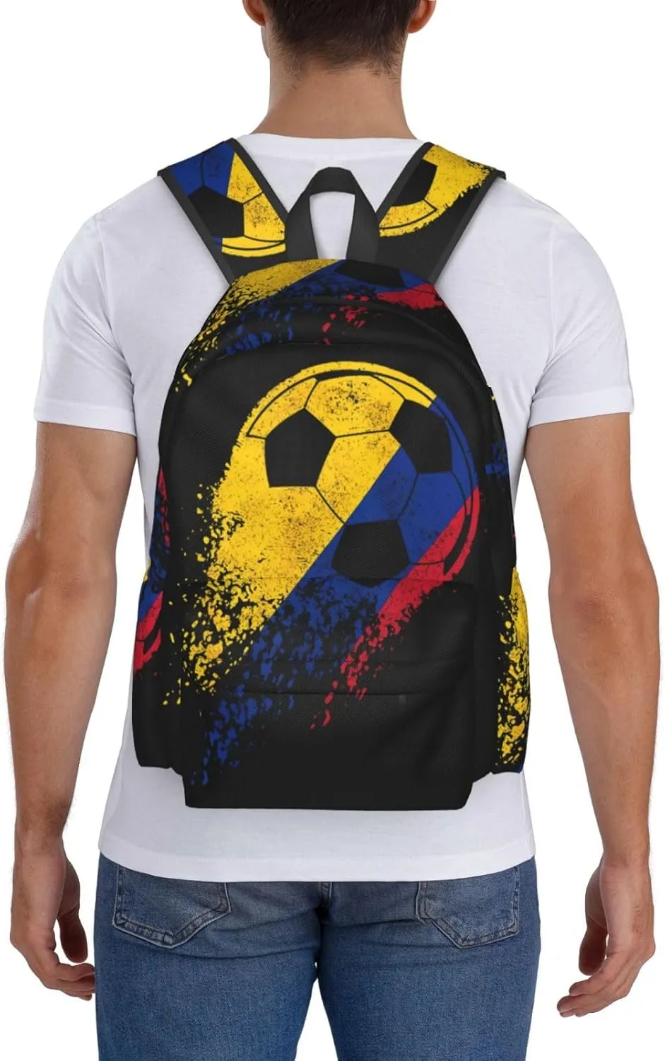 Colombia Soccer Colombian Flag Pride Soccer Player Large Travel Backpack Casual Backpacks Laptop Daypack Working Rucksack Lightweight Back Pack Sports Bag with Adjustable Shoulder Strap