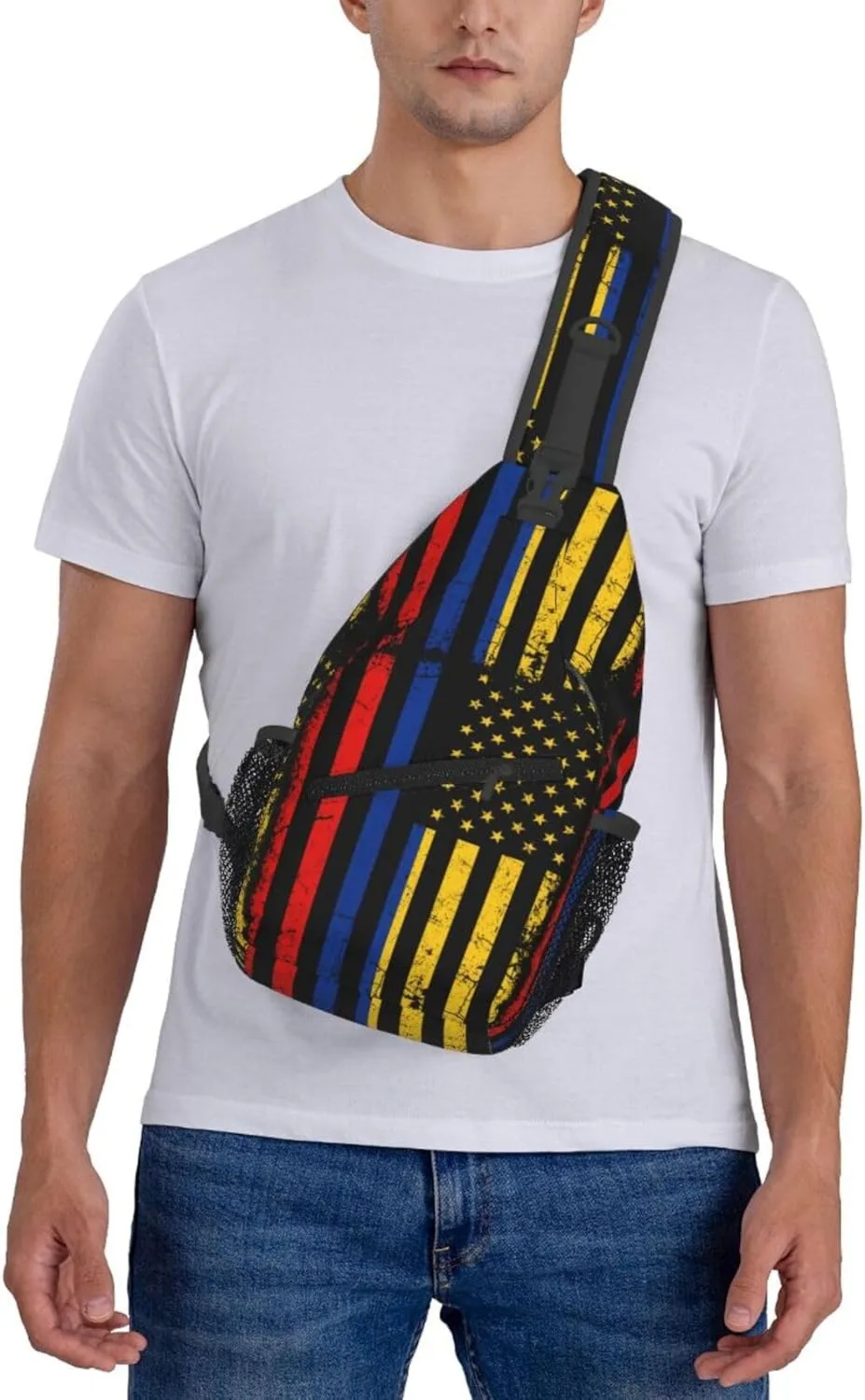 Colombian American Flag Colombia Roots America Chest Sling Bag Crossbody Shoulder Backpack Bag Gym Cycling Daypack Travel Hiking Cross Bag