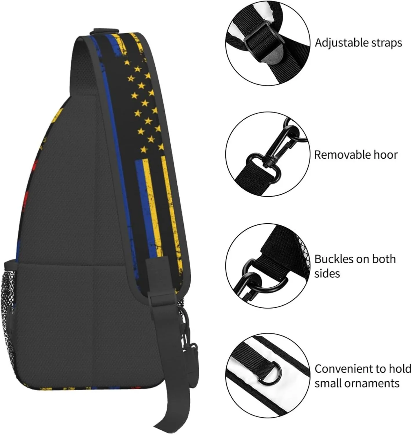 Colombian American Flag Colombia Roots America Chest Sling Bag Crossbody Shoulder Backpack Bag Gym Cycling Daypack Travel Hiking Cross Bag