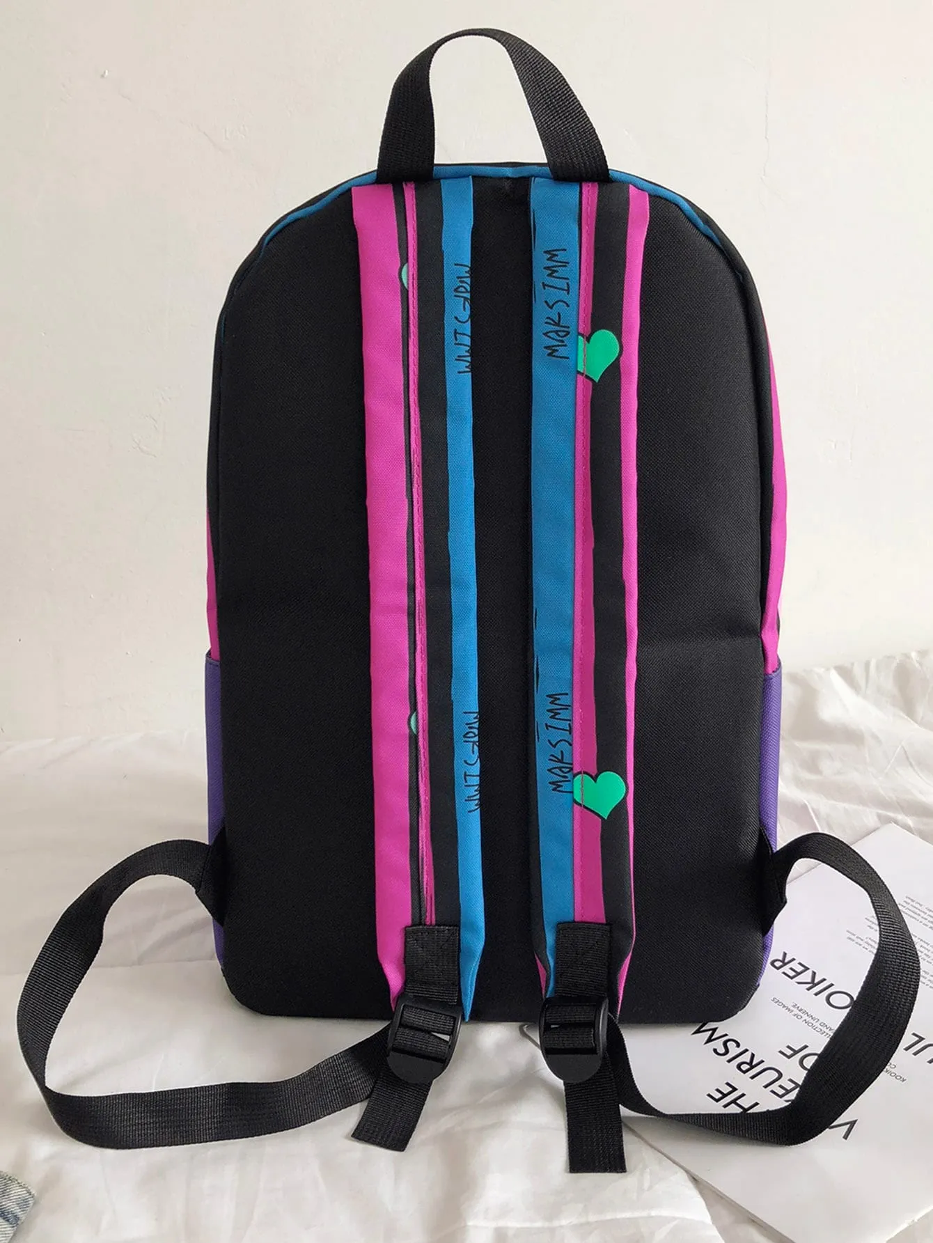 Color Block Pocket Front Backpack