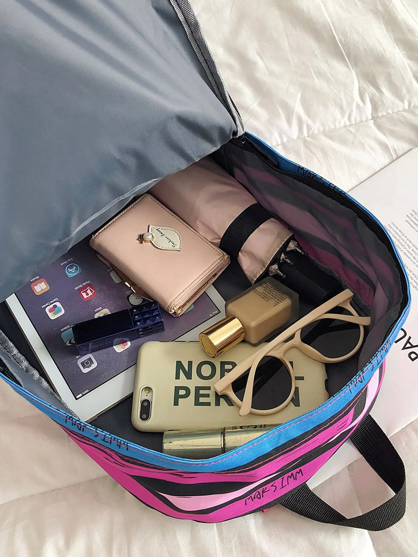 Color Block Pocket Front Backpack