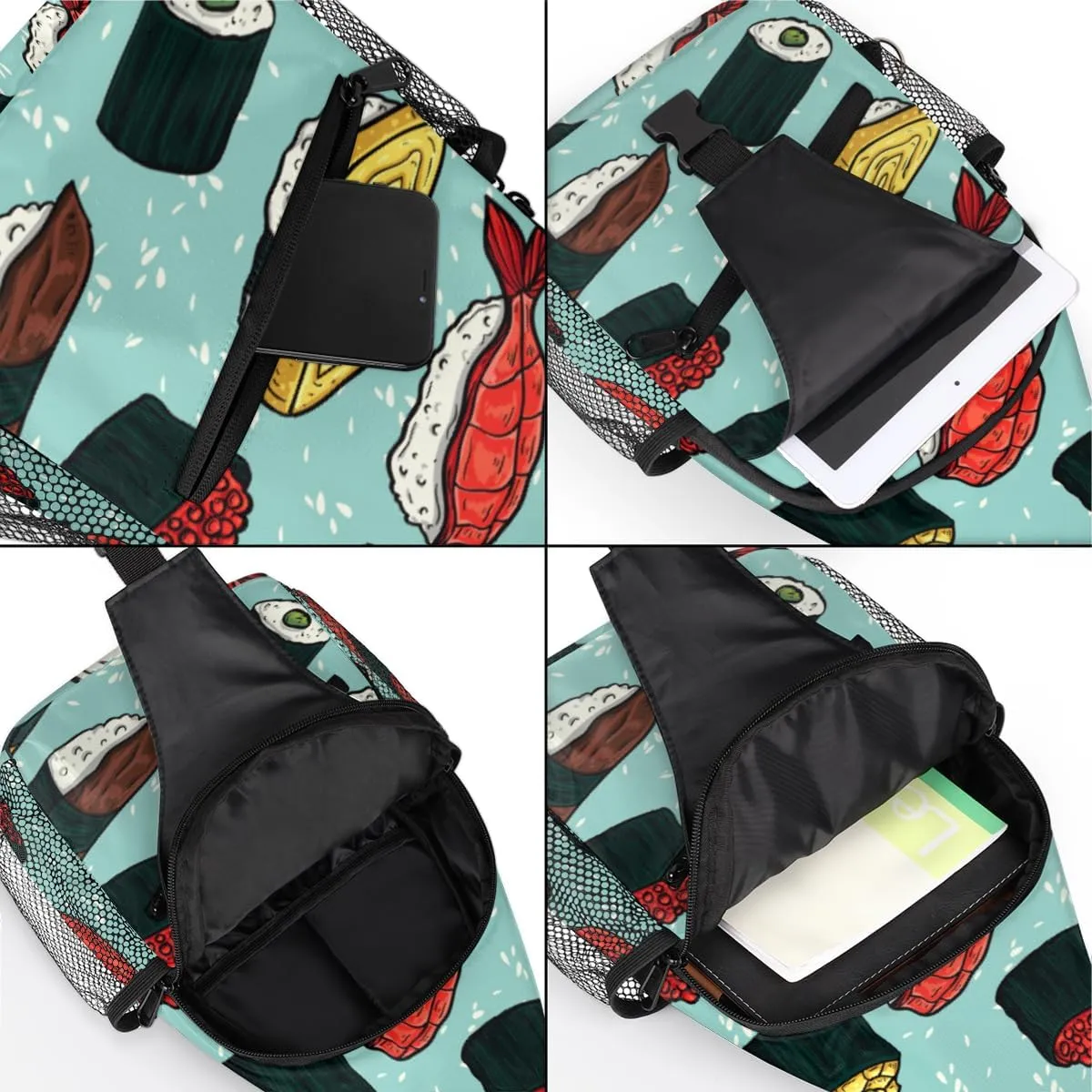 Colorful Cute Sushi Sling Bag for Women Men Crossbody Sling Backpack Shoulder Bag Chest Bag Daypack for Travel Hiking Outdoor
