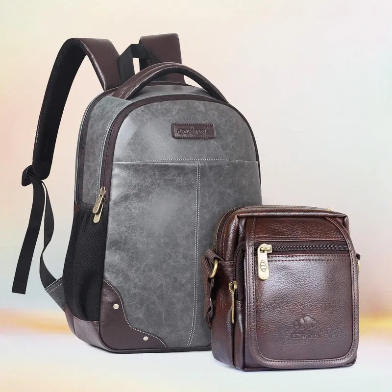 Combo: THE CLOWNFISH Messenger & Sling Bags - Spacious, Stylish | Laptop & Travel Bags | 28L & 2L | Steel Grey & Brown