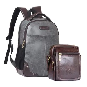 Combo: THE CLOWNFISH Messenger & Sling Bags - Spacious, Stylish | Laptop & Travel Bags | 28L & 2L | Steel Grey & Brown