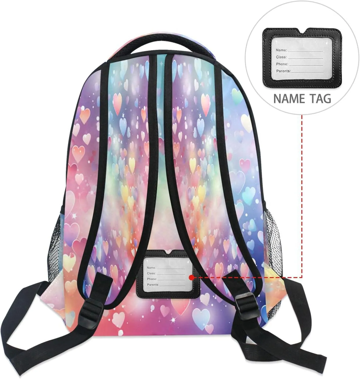 Cool Backpacks for Women Men Fashion Stylish Travel Bags with Chest Strap Gift Men & Women Heart Bubble Dream Color