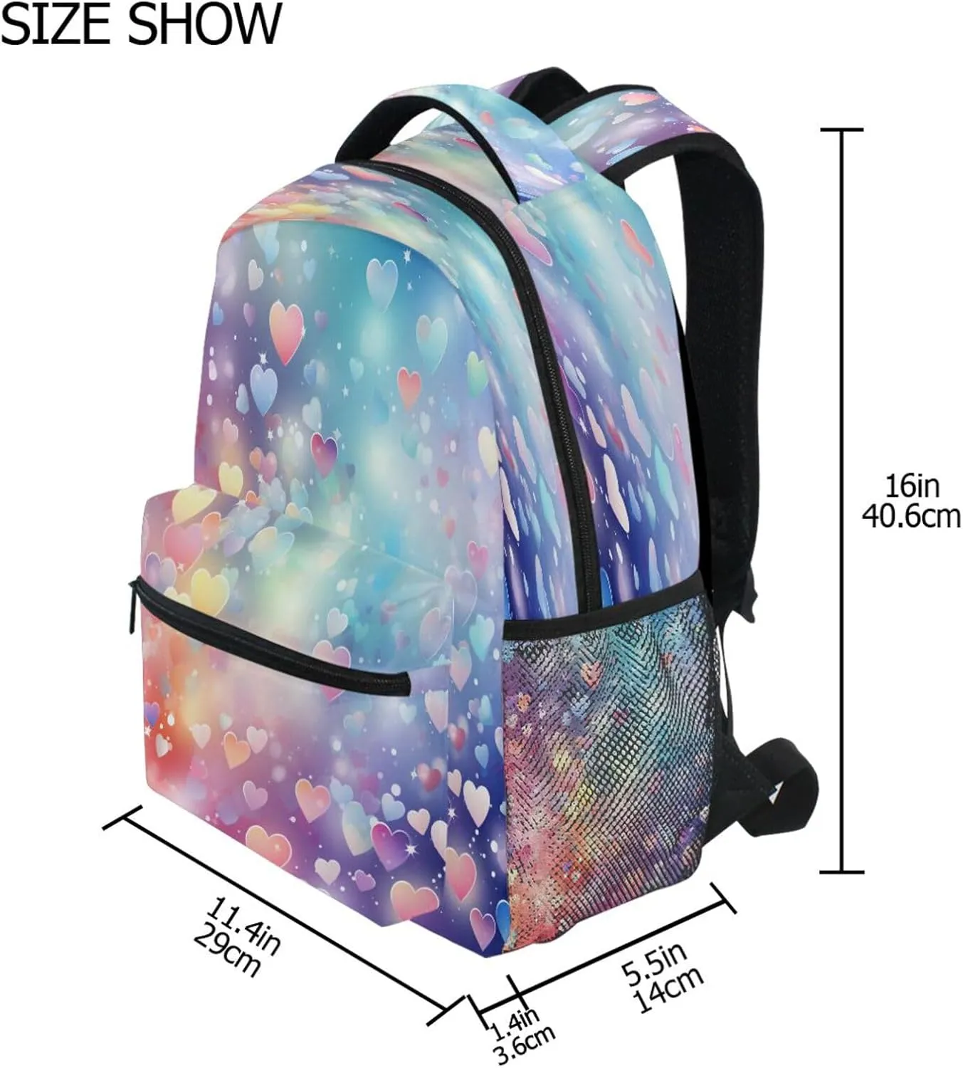 Cool Backpacks for Women Men Fashion Stylish Travel Bags with Chest Strap Gift Men & Women Heart Bubble Dream Color
