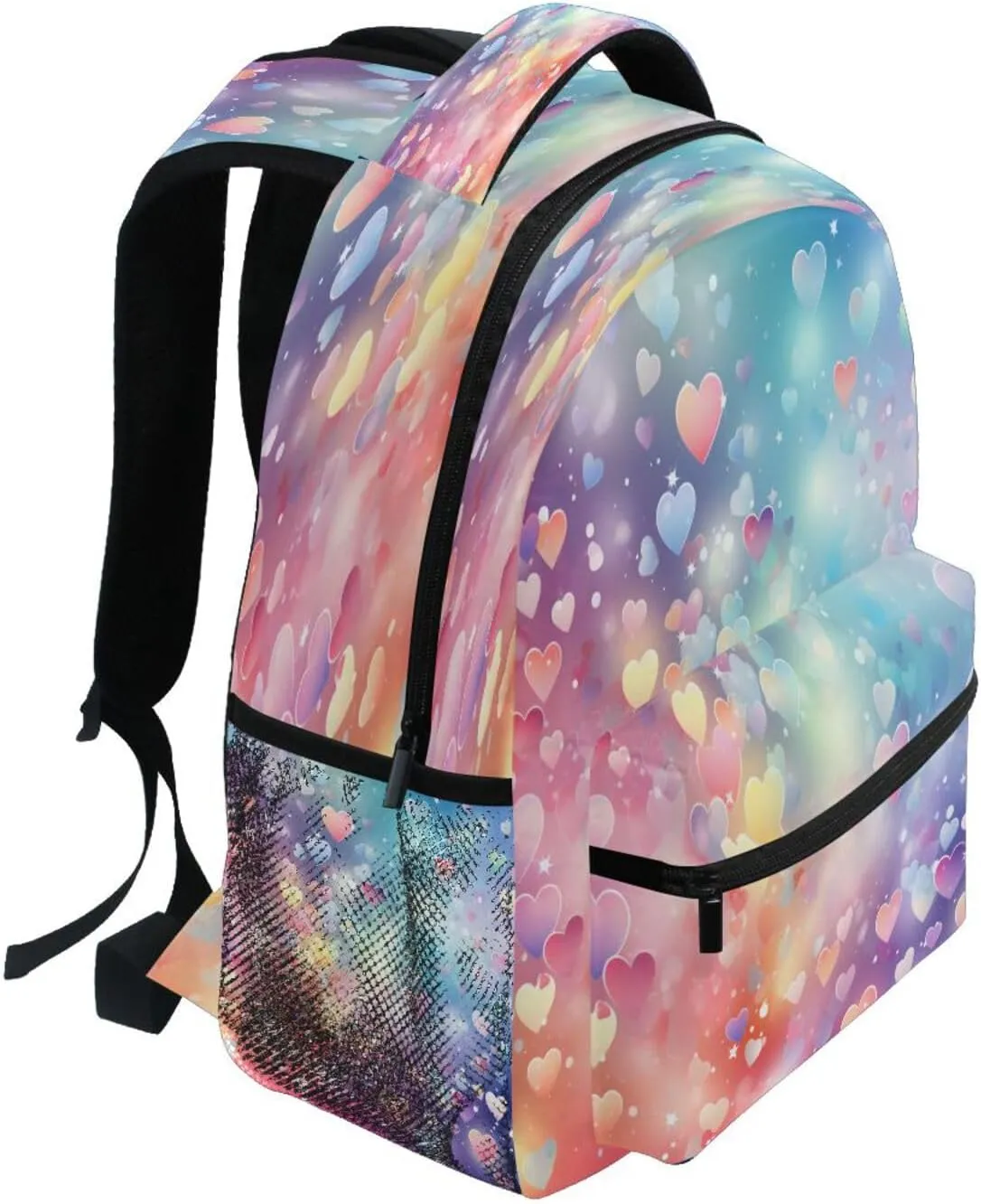 Cool Backpacks for Women Men Fashion Stylish Travel Bags with Chest Strap Gift Men & Women Heart Bubble Dream Color