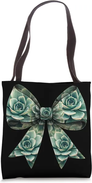Coquette Bow Succulent Cactus Print Plant Mom Mothers Day Tote Bag
