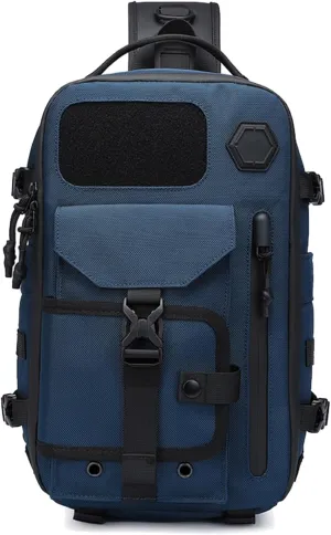 Cosmos Explorer Sling Bag, Anti Theft Tactical Sling Backpack, Waterproof Crossbody Shoulder Equipped with Belt Buckle (Blue)