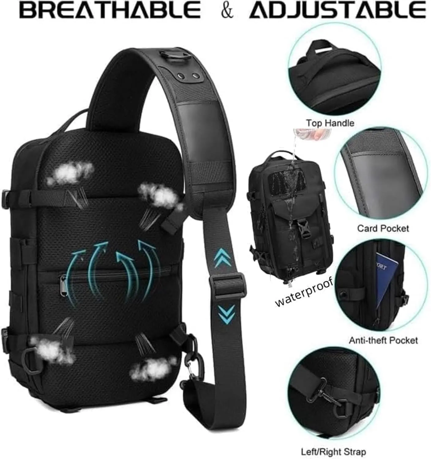Cosmos Explorer Sling Bag, Anti Theft Tactical Sling Backpack, Waterproof Crossbody Shoulder Equipped with Belt Buckle (Blue)