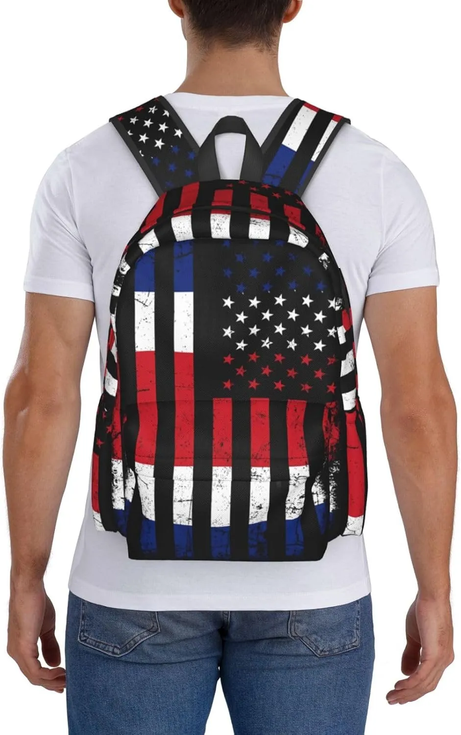 Costa Rican American Flag Costa Rica Roots Large Travel Backpack Casual Backpacks Laptop Daypack Working Rucksack Lightweight Back Pack Sports Bag with Adjustable Shoulder Strap