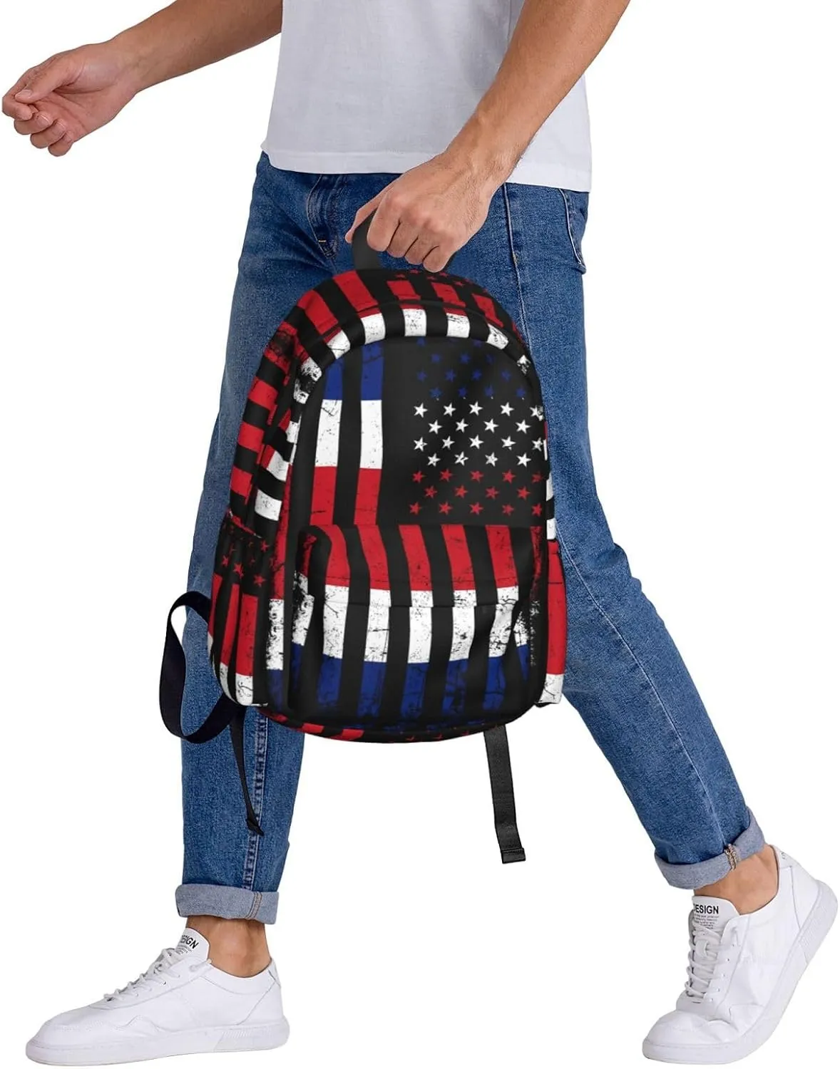 Costa Rican American Flag Costa Rica Roots Large Travel Backpack Casual Backpacks Laptop Daypack Working Rucksack Lightweight Back Pack Sports Bag with Adjustable Shoulder Strap