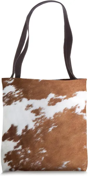 Cowhide Print Brown Cow Freaking Love Cows Western Ranch Tote Bag