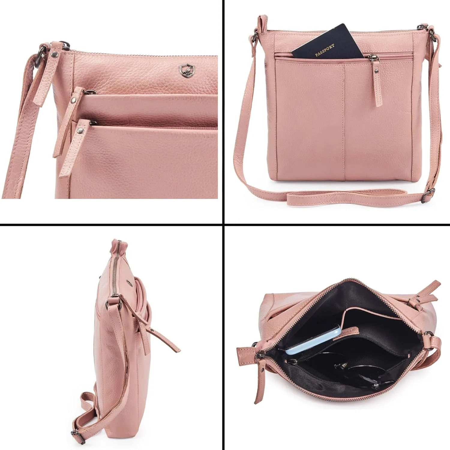 Crossbody Bag for Women Trendy Real Leather Purse Small Soft Pebbled Handbags Crossover Shoulder Pocketbook