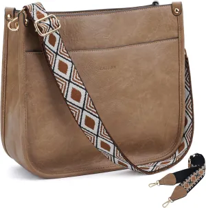 Crossbody Bag Women Vegan Leather Hobo Handbag Trendy Crossbody Shoulder Bag Purses For Women with 2 Adjustable Strap