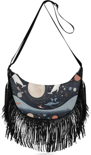Crossbody Bags for Women Crossbody Handbag Fringe Purse Tassel Shoulder Bag Wallet,Whale