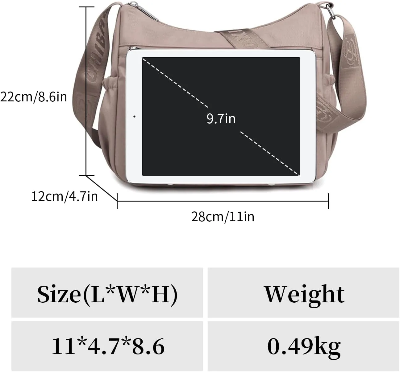 Crossbody Bags for Women Lightweight Shoulder Handbags Waterproof Nylon Purse with Pockets Messenger Bags (Purple)