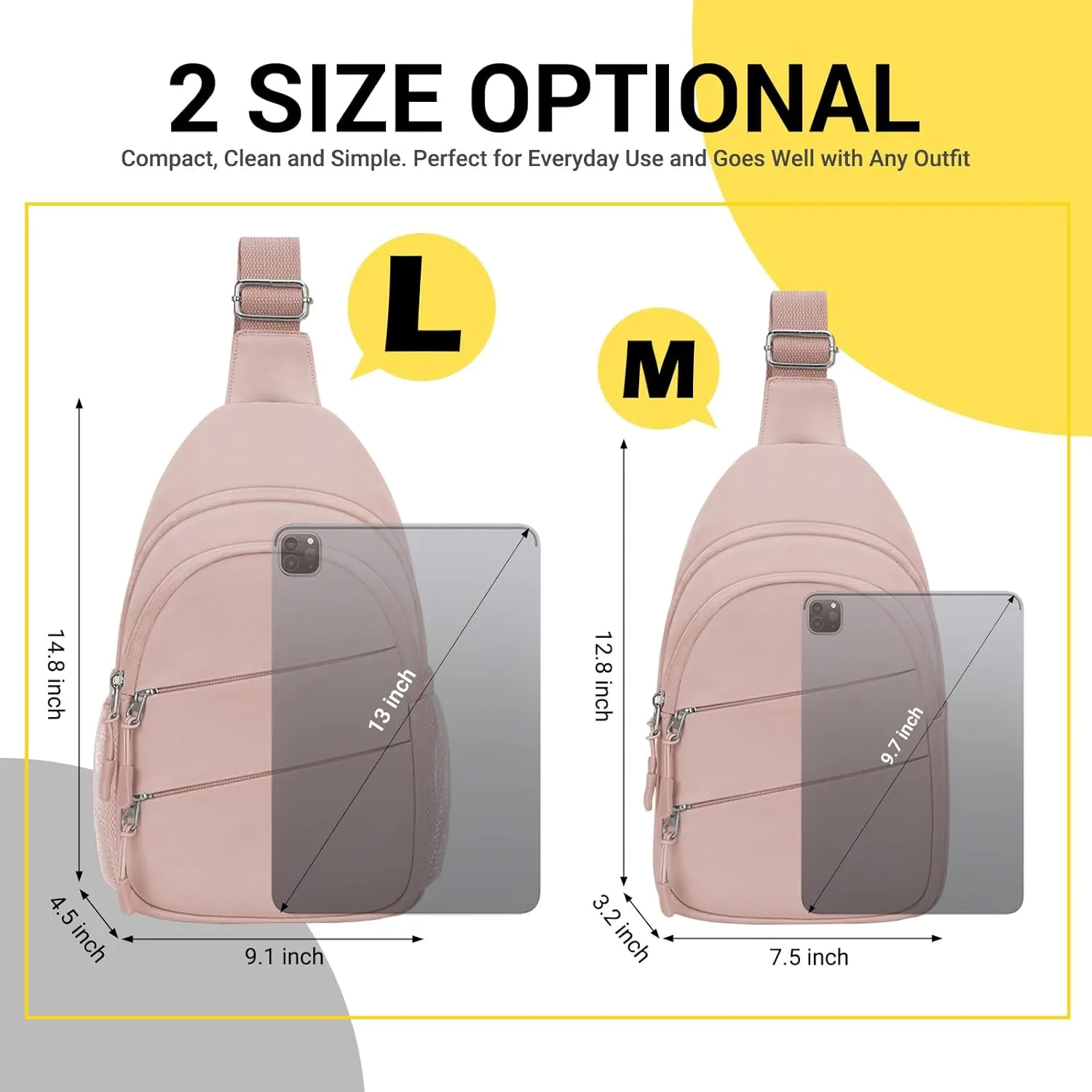 Crossbody Bags for Women, Sling Bag for Men, Small Hiking Backpack Anti Theft Lightweight for Outdoors Travel (L, Pink)