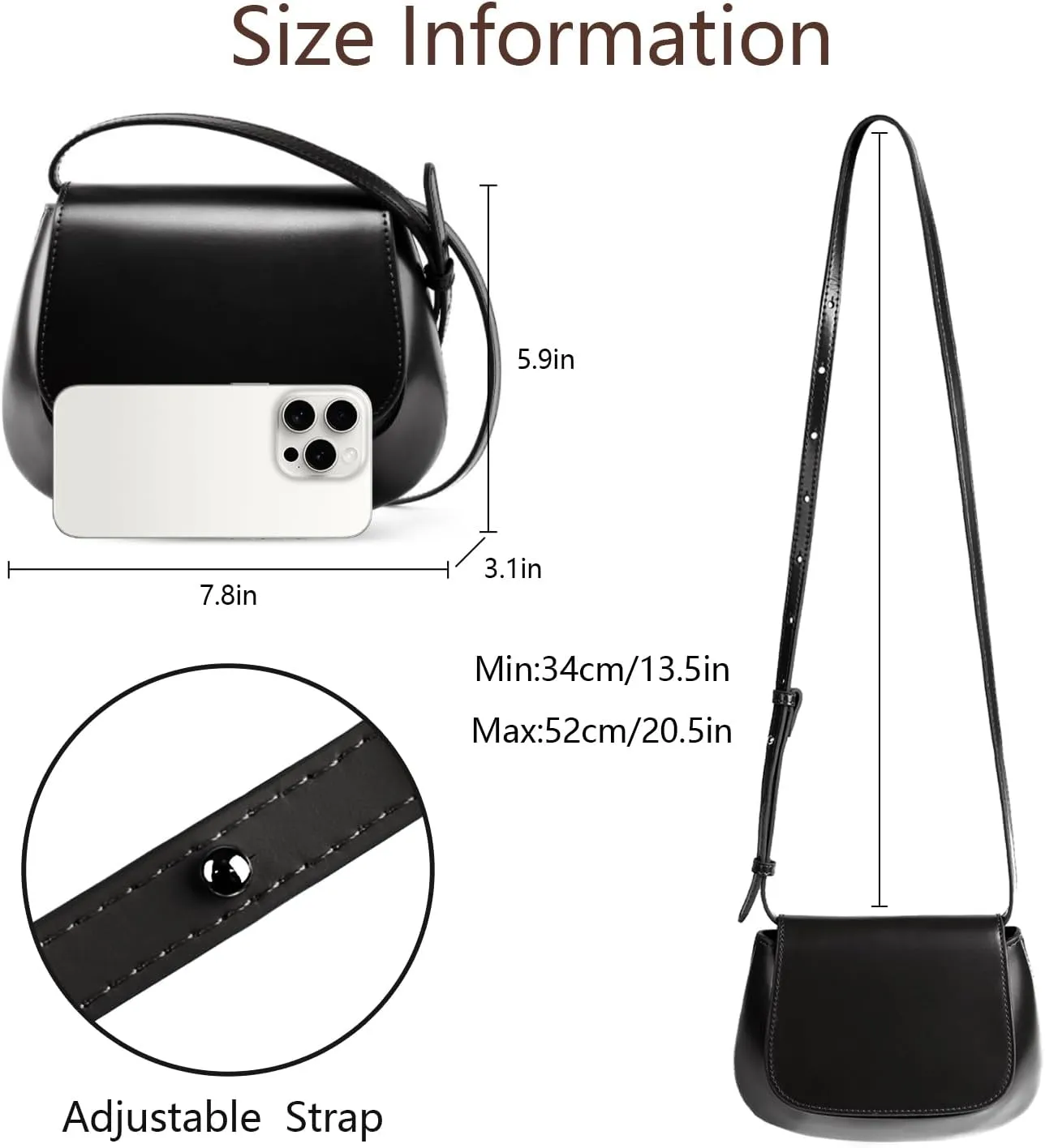 Crossbody Bags for Women Trendy Shoulder Purse Genuine Leather Bag with Adjustable Strap