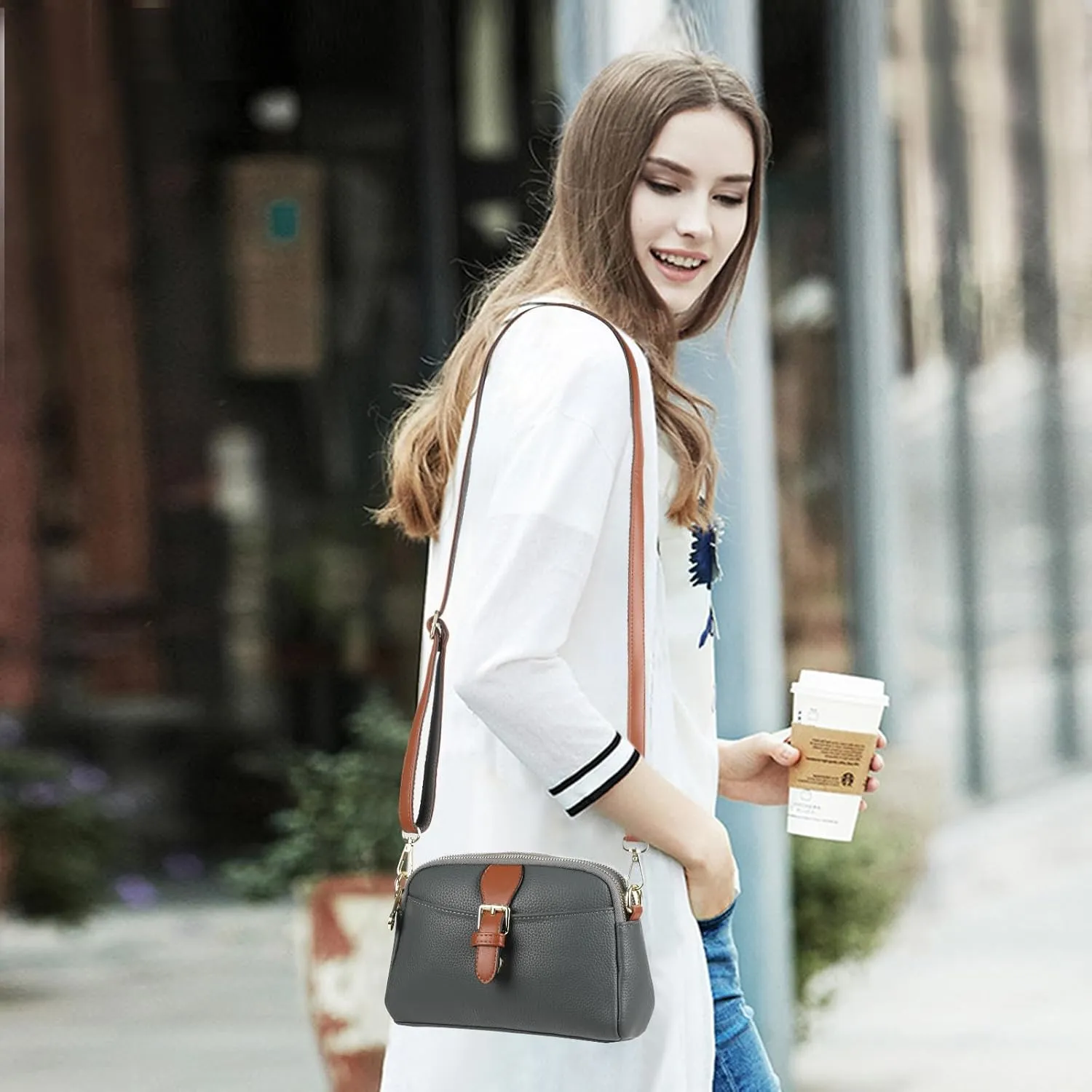 Crossbody Bags for Women, Vegan Leather Shoulder Handbags 2024，Purses for Women with Adjustable Wide Strap