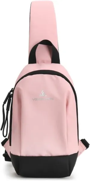 Crossbody Sling Backpack Sling Bag Travel Hiking Chest Bag Daypack (Pink)