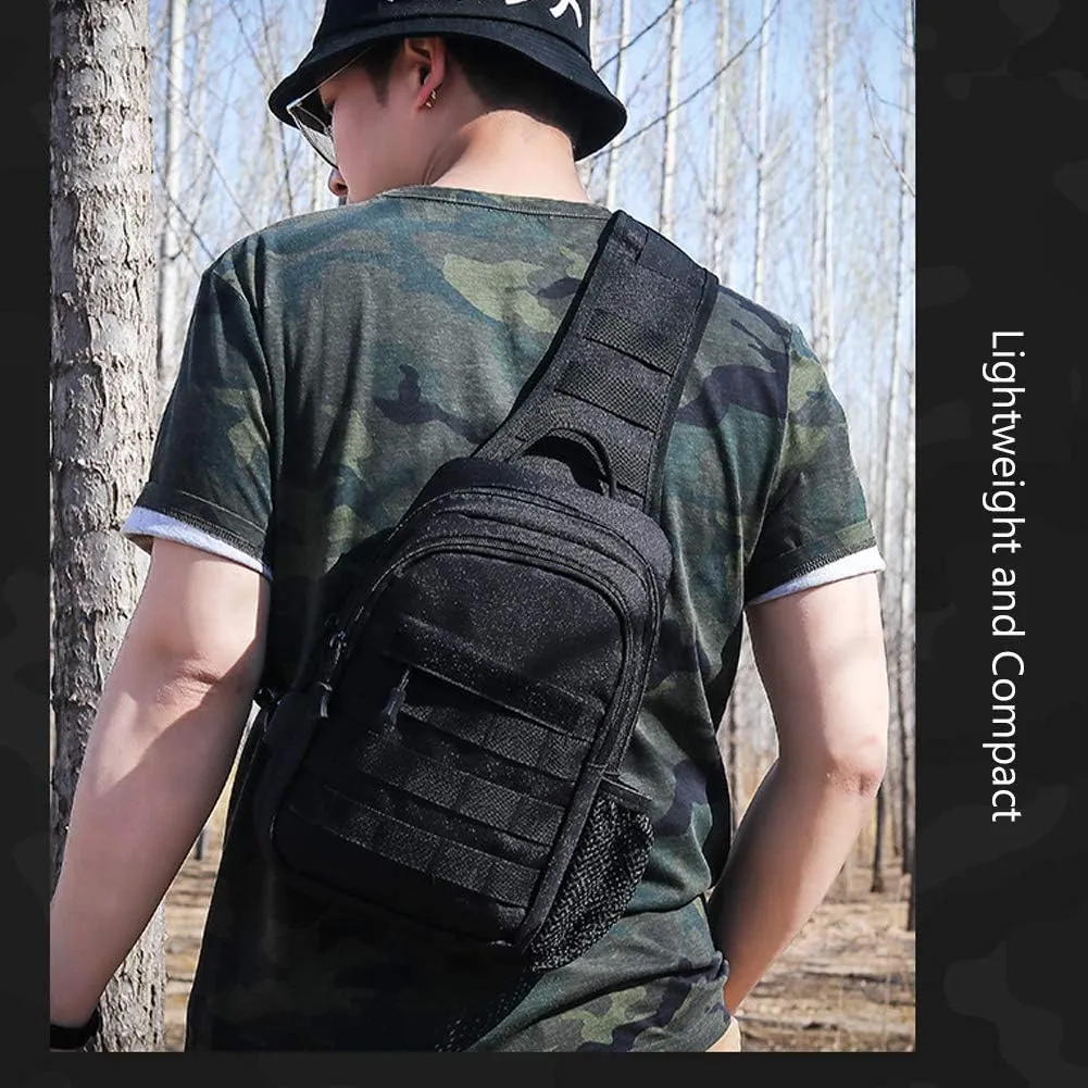 Crossbody Sling Bag,Chest Shoulder Travel Hiking Backpack,Casual Daypack (Black)