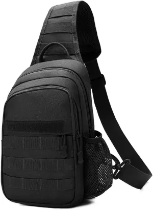 Crossbody Sling Bag,Chest Shoulder Travel Hiking Backpack,Casual Daypack (Black)