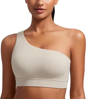 CRZ YOGA Butterluxe Womens One Shoulder Sports Bra - Sleeveless One Strap Low Impact Asymmetrical Workout Yoga Tops
