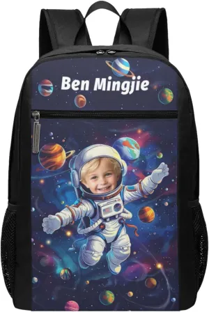 Custom Astronaut Backpack for Men Women Personalized Laptop Backpack Design Your Name Text Photo Customize Large-capacity Backpack for Work Hiking Travel 17in​​​​​