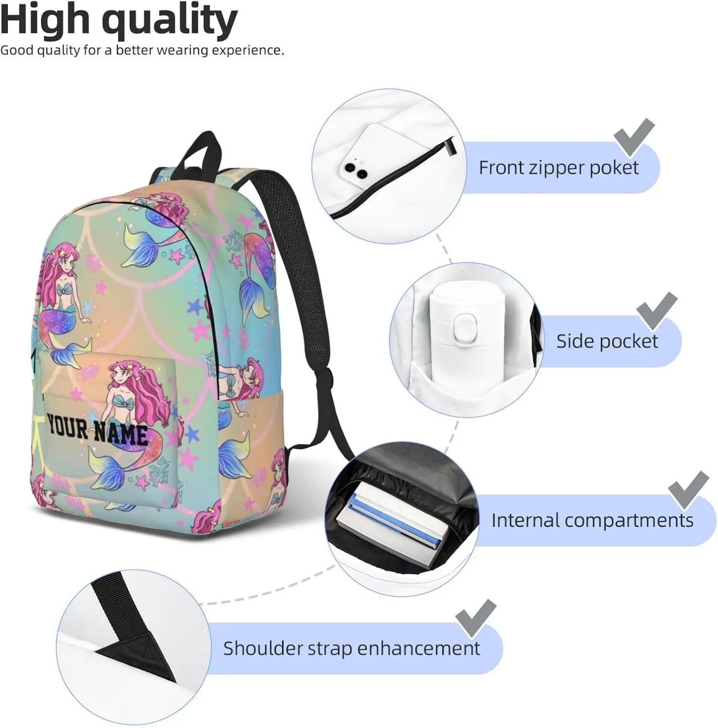 Custom Backpack for Kids,Personalized Backpacks for Boys Girls Design Name Text Cute Lightweight Kindergarten Elementary School Bookbag