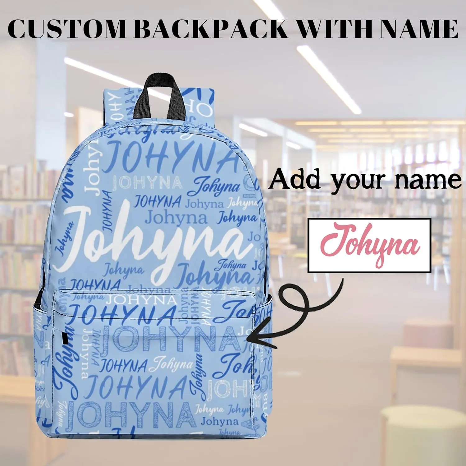 Custom Backpack with Name Personalized Name School Backpack, Customized Bookbag for Boys Girls Kids School Travel Work (Color1)