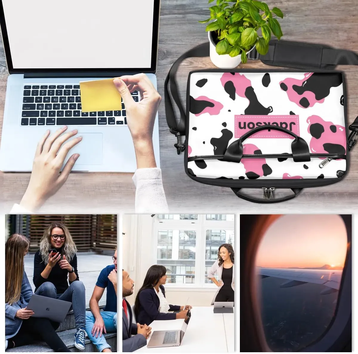 Custom Name Camouflage Laptop Bags for Men Women, Personalized Text Laptop Case Computer Bags for Work, 15 Inch