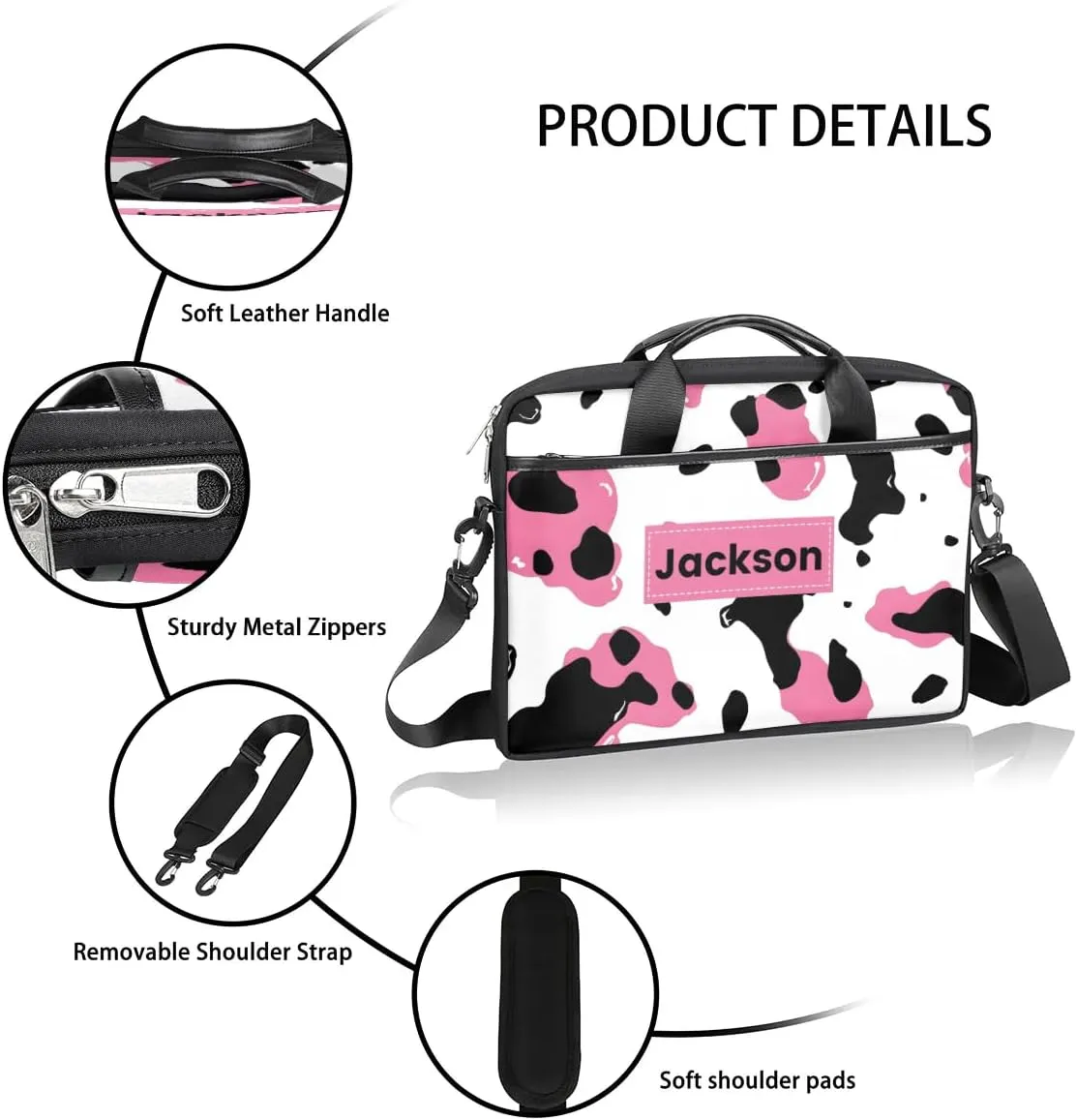 Custom Name Camouflage Laptop Bags for Men Women, Personalized Text Laptop Case Computer Bags for Work, 15 Inch