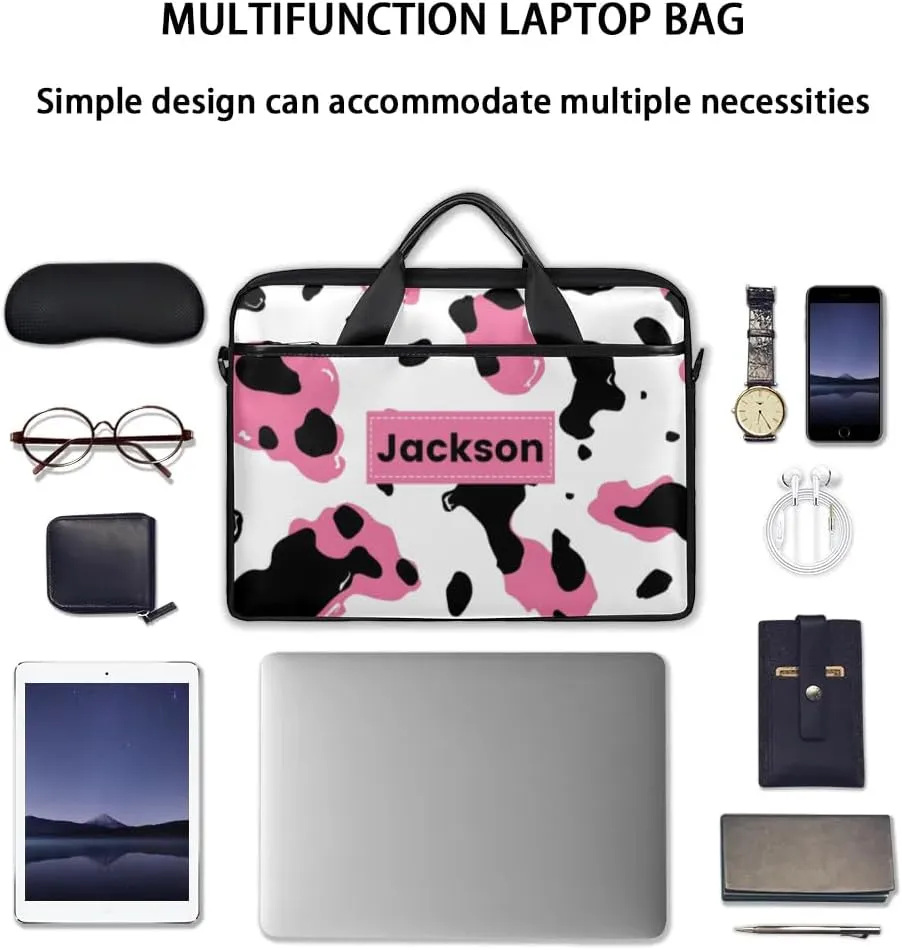 Custom Name Camouflage Laptop Bags for Men Women, Personalized Text Laptop Case Computer Bags for Work, 15 Inch