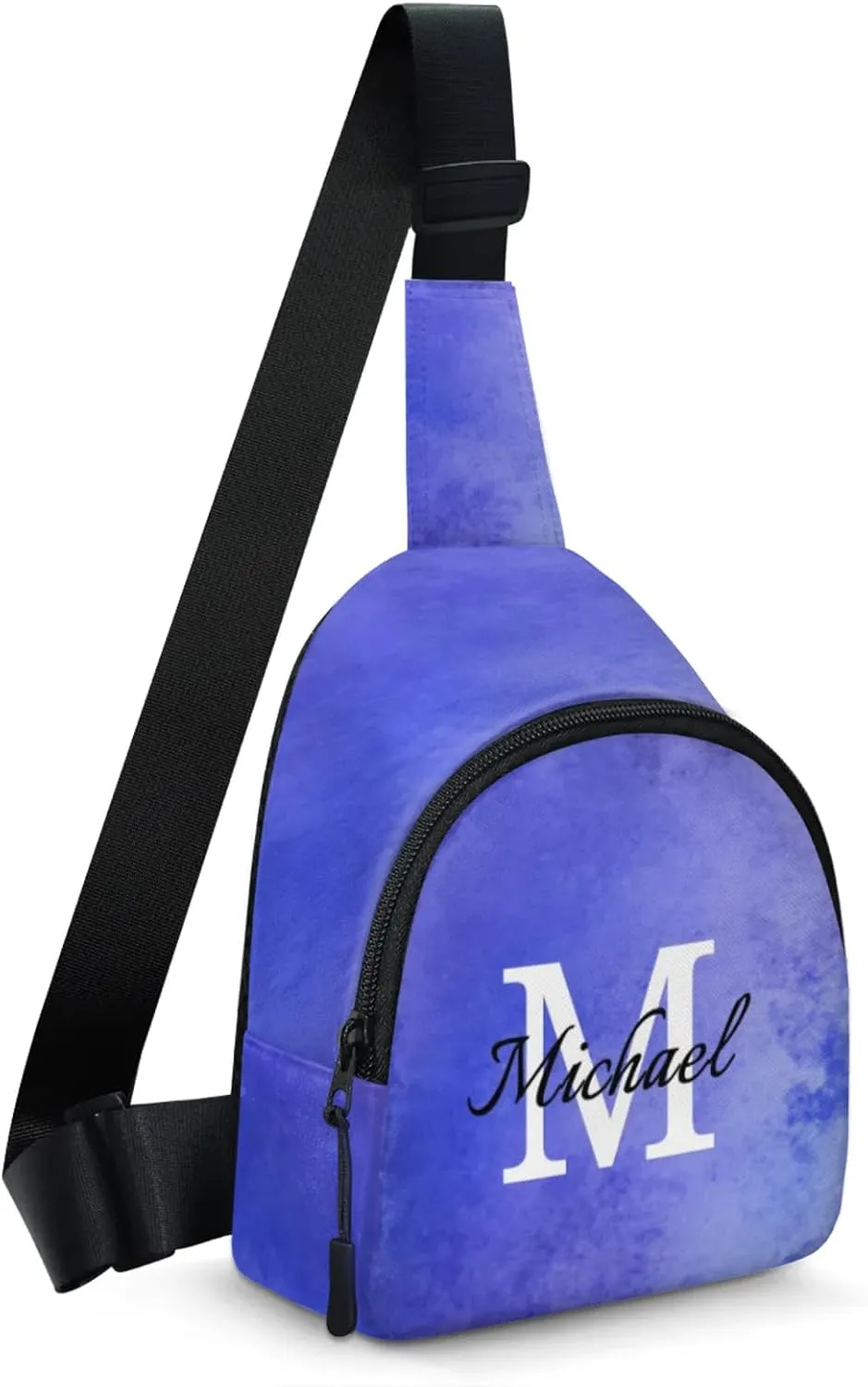 Custom Sling Bag Personalized Chest Bag Crossbody Bags with Initial Travel Shoulder Backpack for Outdoor Sports, Blue