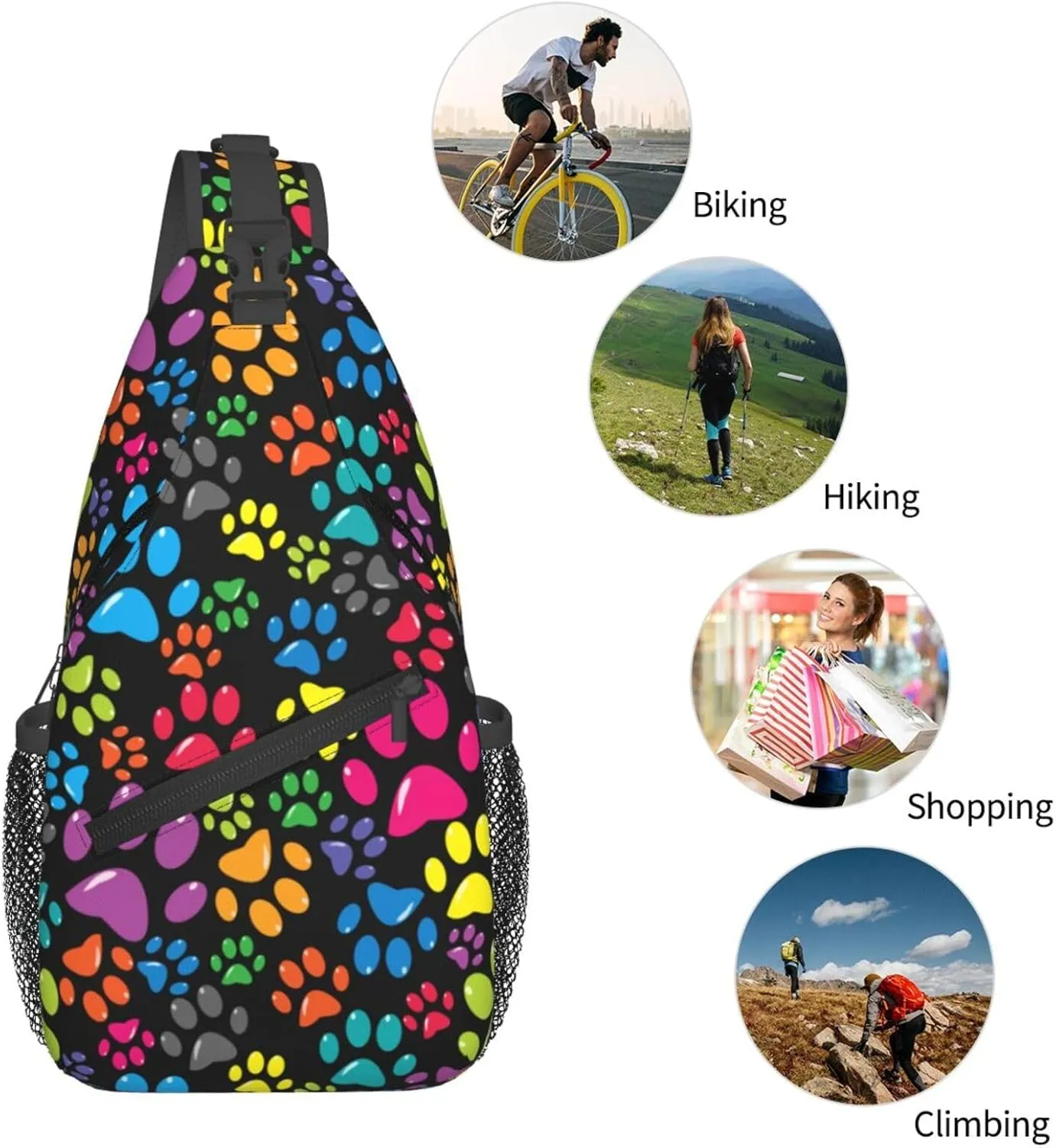 Cute Bow Men's Crossbody Chest Bag Adjustable Sling Shoulder Bags Backpack for Women Travel Sport