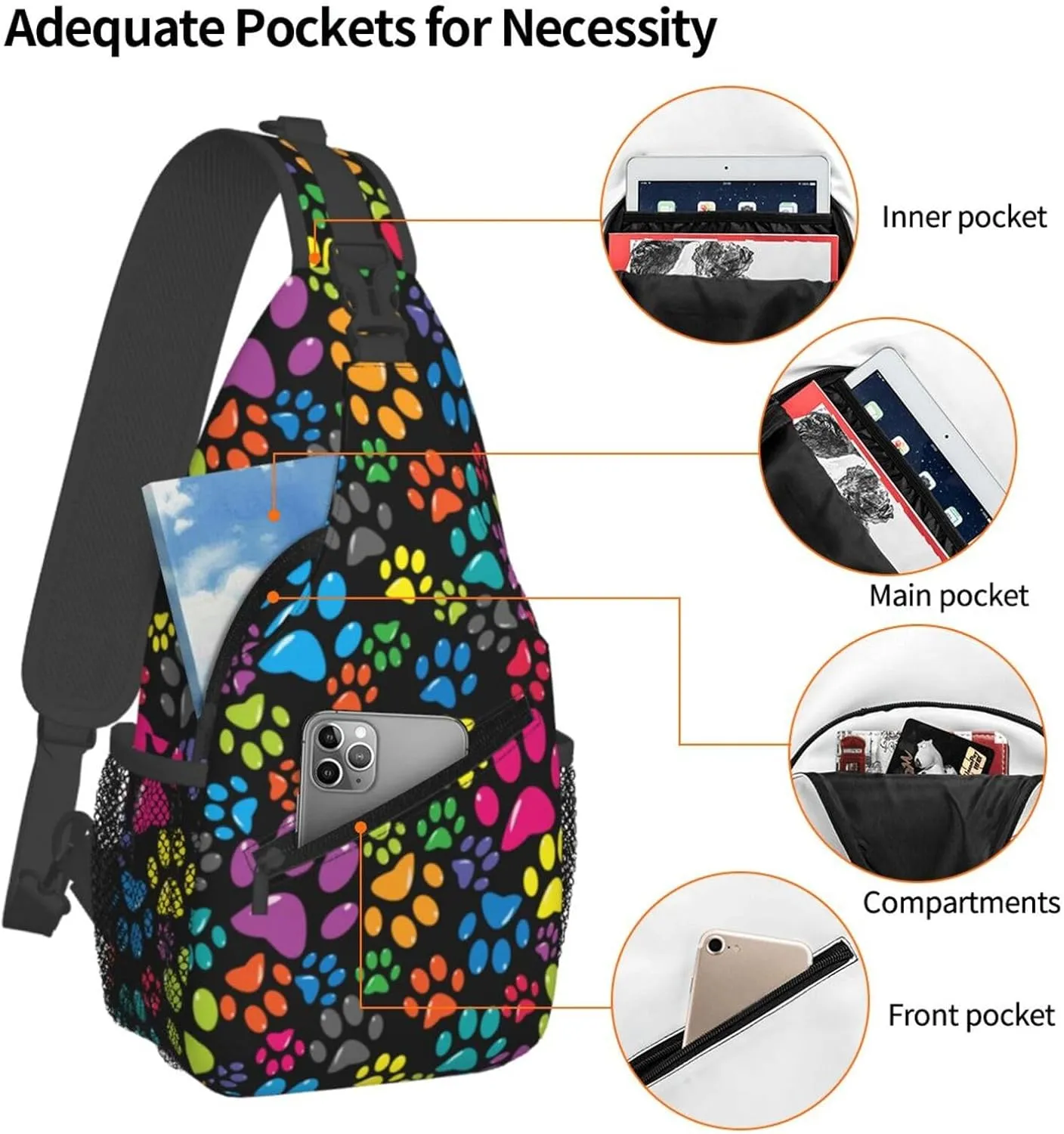 Cute Bow Men's Crossbody Chest Bag Adjustable Sling Shoulder Bags Backpack for Women Travel Sport
