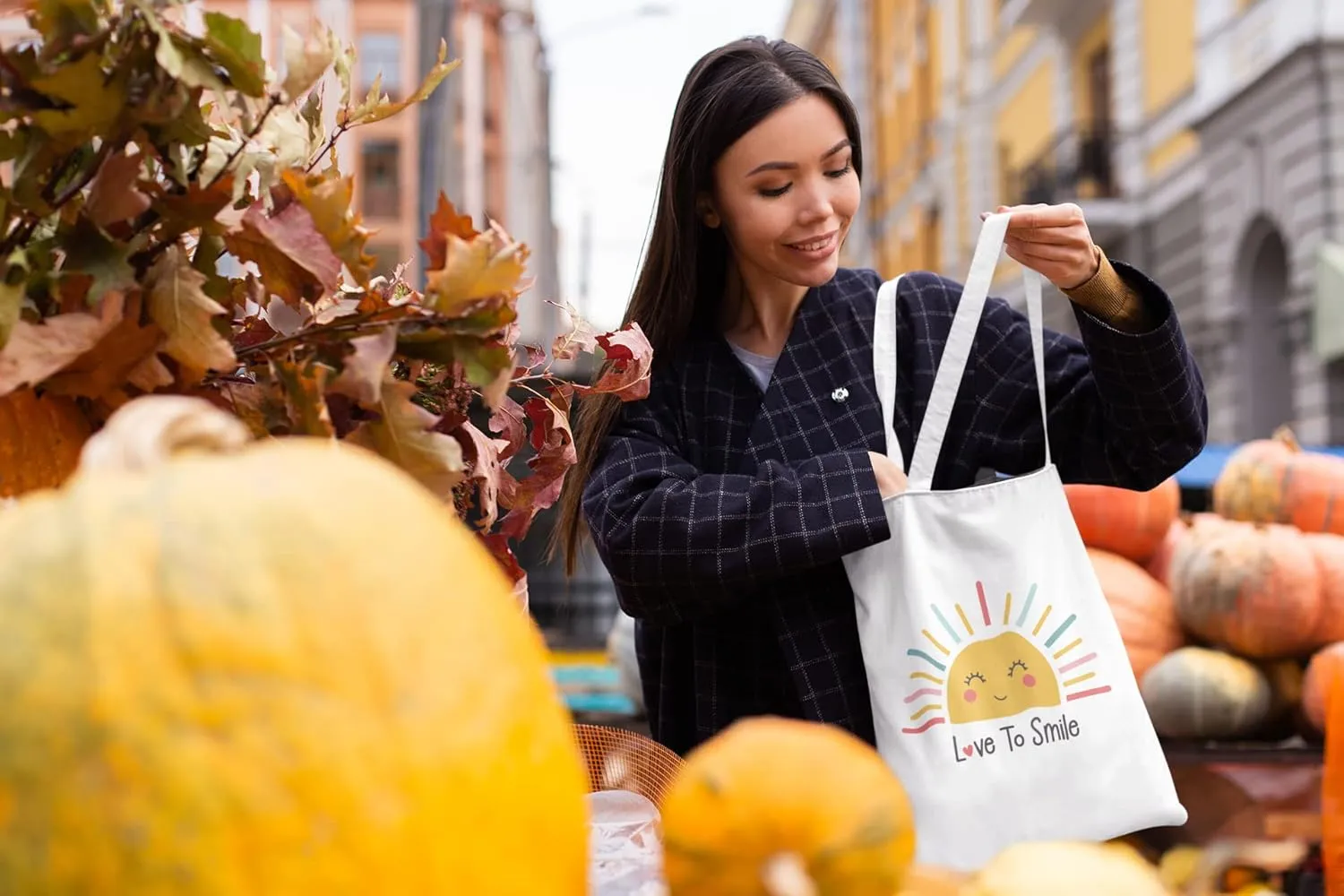 Cute Canvas Tote Bag for Women - Yellow Book Tote Bag - Inspirational Gifts for Women - Reusable Shopping Bags for Grocery Utility Teacher Book College Work (Happy Sun)