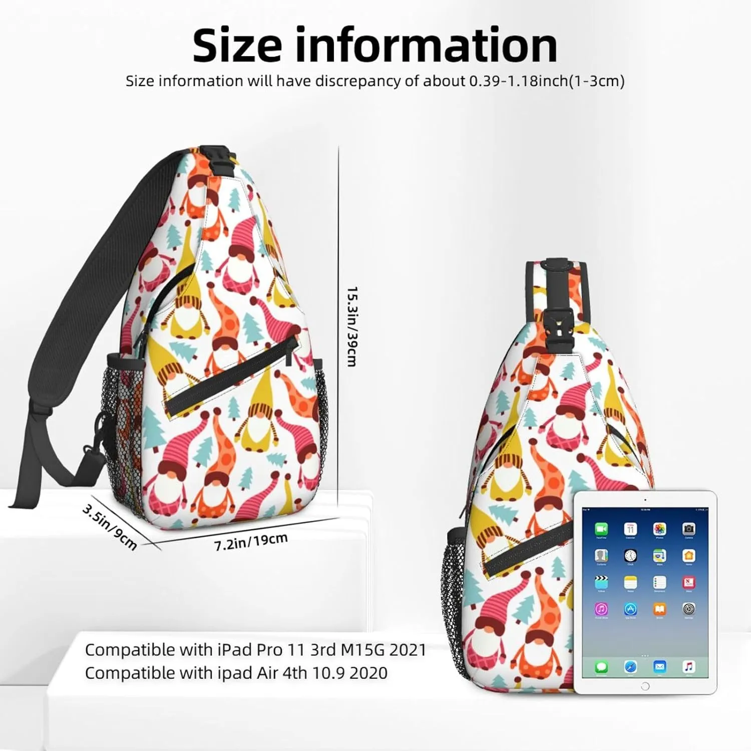 Cute Dwarf Christmas Tree Sling Bag For Women Crossbody Shoulder Bag Casual Daypack Backpacks Men Chest Bag Gym Cycling Travel Hiking